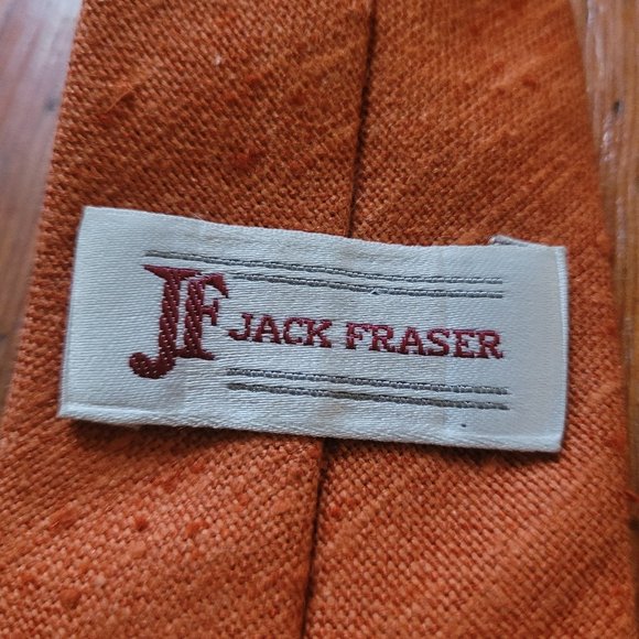 Textured Linen-Cotton blend Orange Tie - Picture 4 of 6